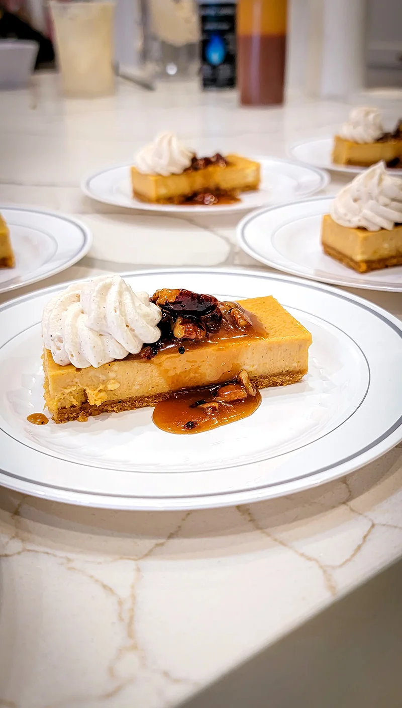 Pecan praline cheesecake prepared by Chef TJay